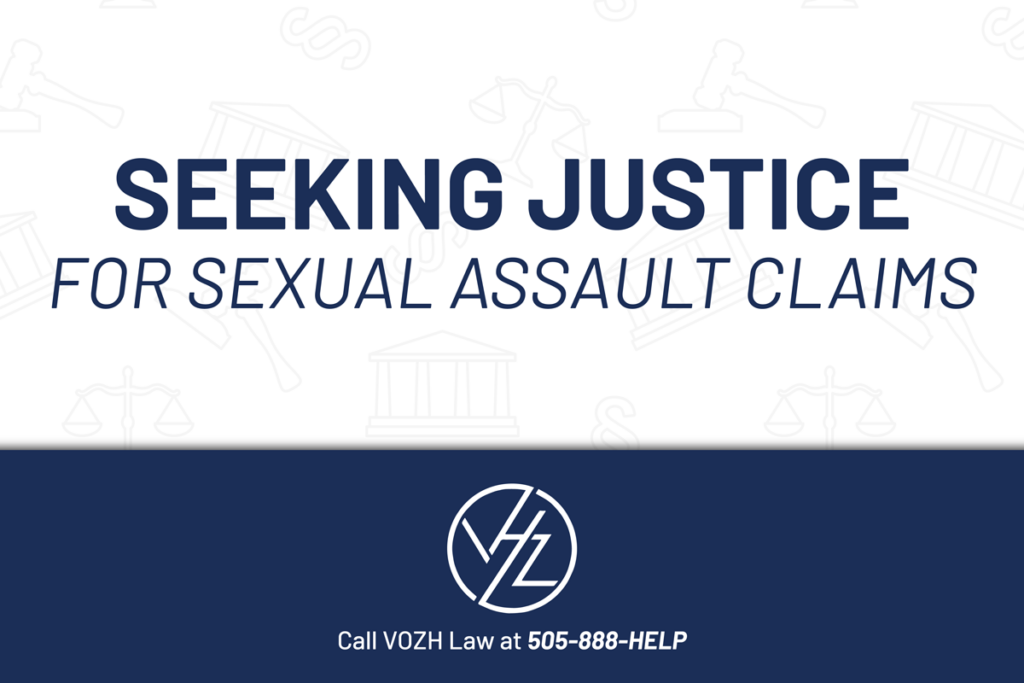 VOZH law news graphic on sexual assault and abuse claims for survivors